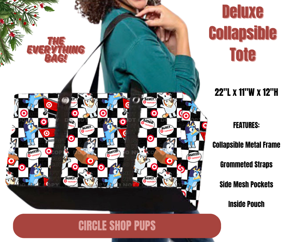 Preorder! Closes 9/1. ETA Dec. Circle Shop Pups Collapsible Tote