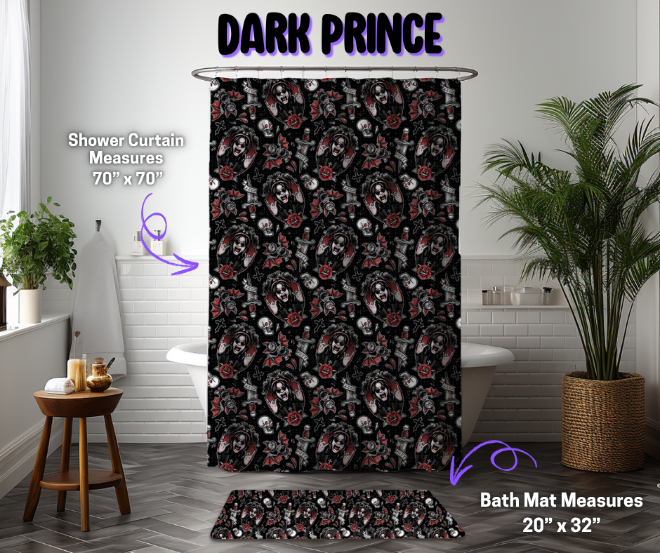Preorder! Closes 12/8. ETA March. Dark Prince Custom Shower Curtain and/or Bath Mat