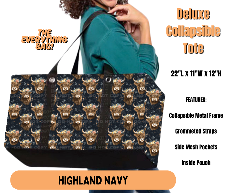 Preorder! Closes 7/2. ETA Oct. Highland Navy Collapsible Tote