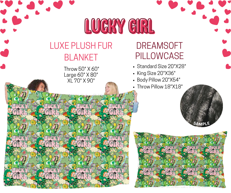 Preorder! Closes 11/17. ETA Jan. Lucky Girl Luxe Plush Fur Blanket and/or DreamSoft Pillowcase
