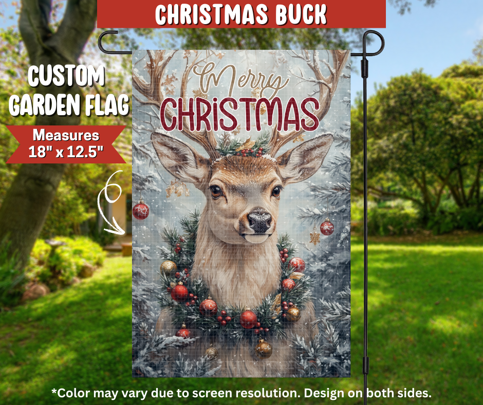 Preorder! Closes 9/22. ETA Dec. Christmas Buck Garden Flag