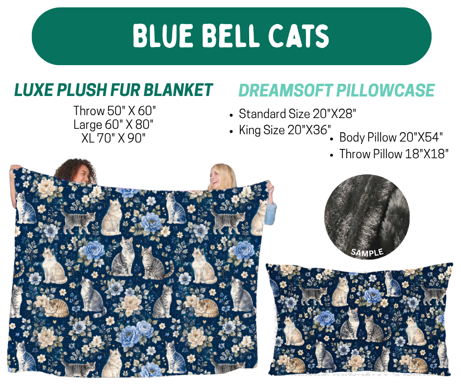 Preorder! Closes 10/12. ETA Jan. Blue Belle Cats Plush Fur Blanket and/or DreamSoft Pillowcase