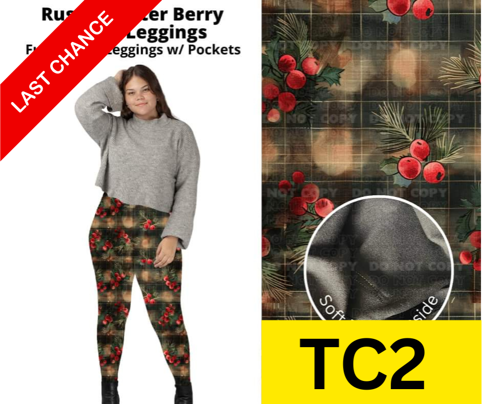 Rustic Winter Berry Fleece Leggings