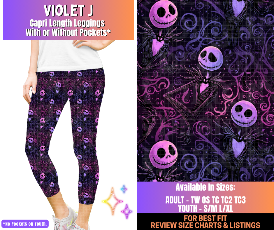 Preorder! Closes 12/10. ETA March. Violet J Capri Length Leggings w/wo Pockets