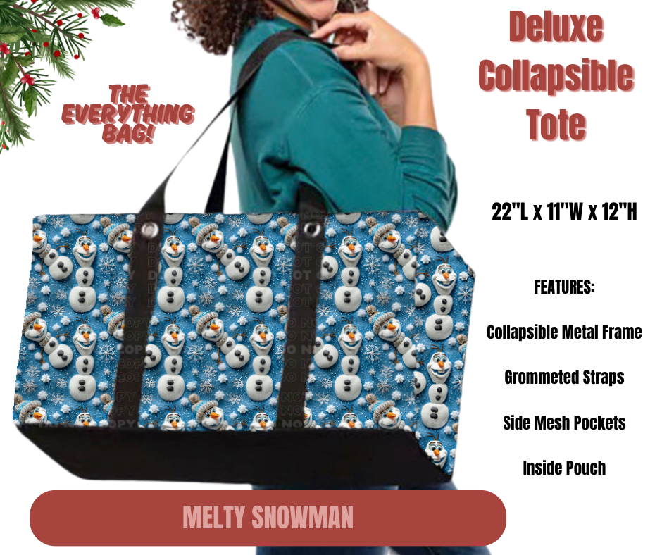 Preorder! Closes 9/1. ETA Dec. Melty Snowman Collapsible Tote