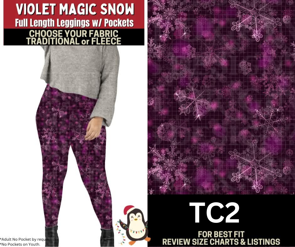 Violet Magic Snow Leggings Choose Fleece or Traditional