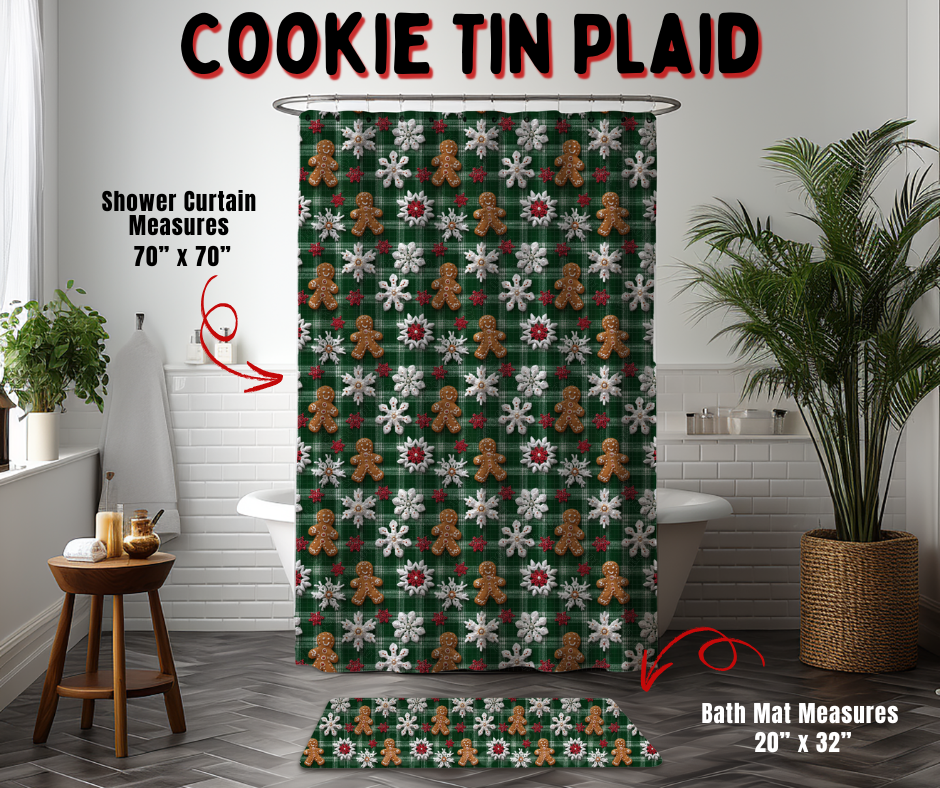 Preorder! Closes 9/2. ETA Dec. Cookie Tin Plaid Custom Shower Curtain and/or Bath Mat