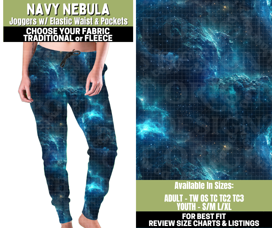 Preorder! Closes 11/6. ETA Jan. Navy Nebula Joggers Choose Fleece or Traditional