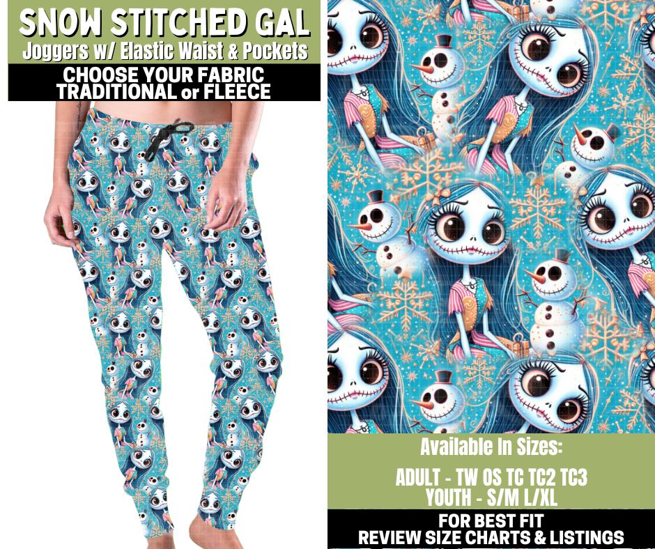 Preorder! Closes 11/6. ETA Jan. Snow Stitched Gal Joggers Choose Fleece or Traditional