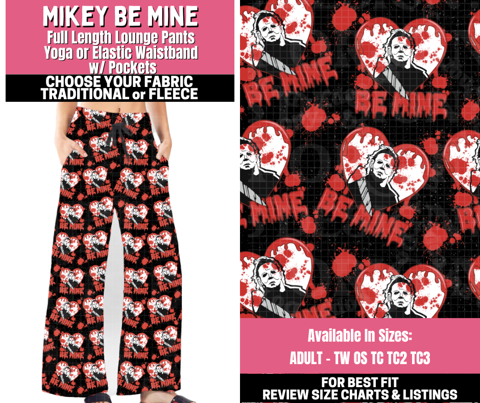 Preorder! Closes 11/19. ETA Jan. Mikey Be Mine Lounge Pants Choose Fleece or Traditional
