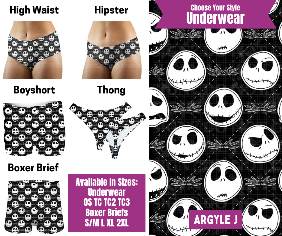 Preorder! Closes 6/24. ETA Sept. Argyle J Hipster, High Waist, Boyshort, & Thong Underwear & Boxer Briefs