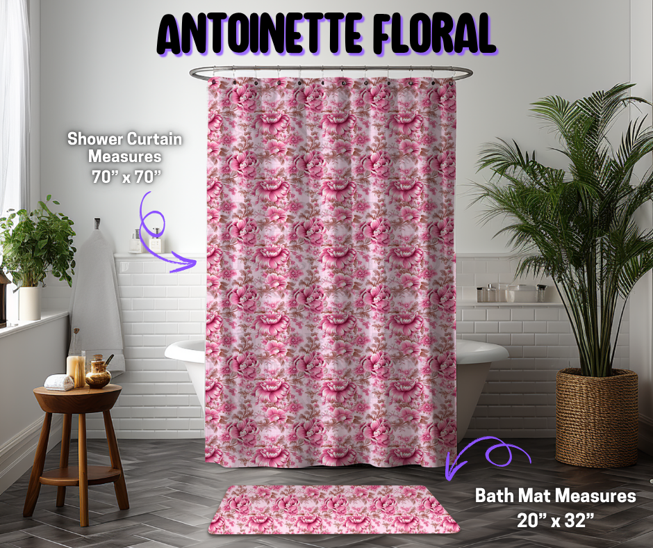 Preorder! Closes 12/8. ETA March. Antoinette Floral Custom Shower Curtain and/or Bath Mat