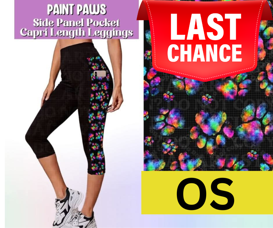 Paint Paws Side Panel Pocket Capri Length Leggings