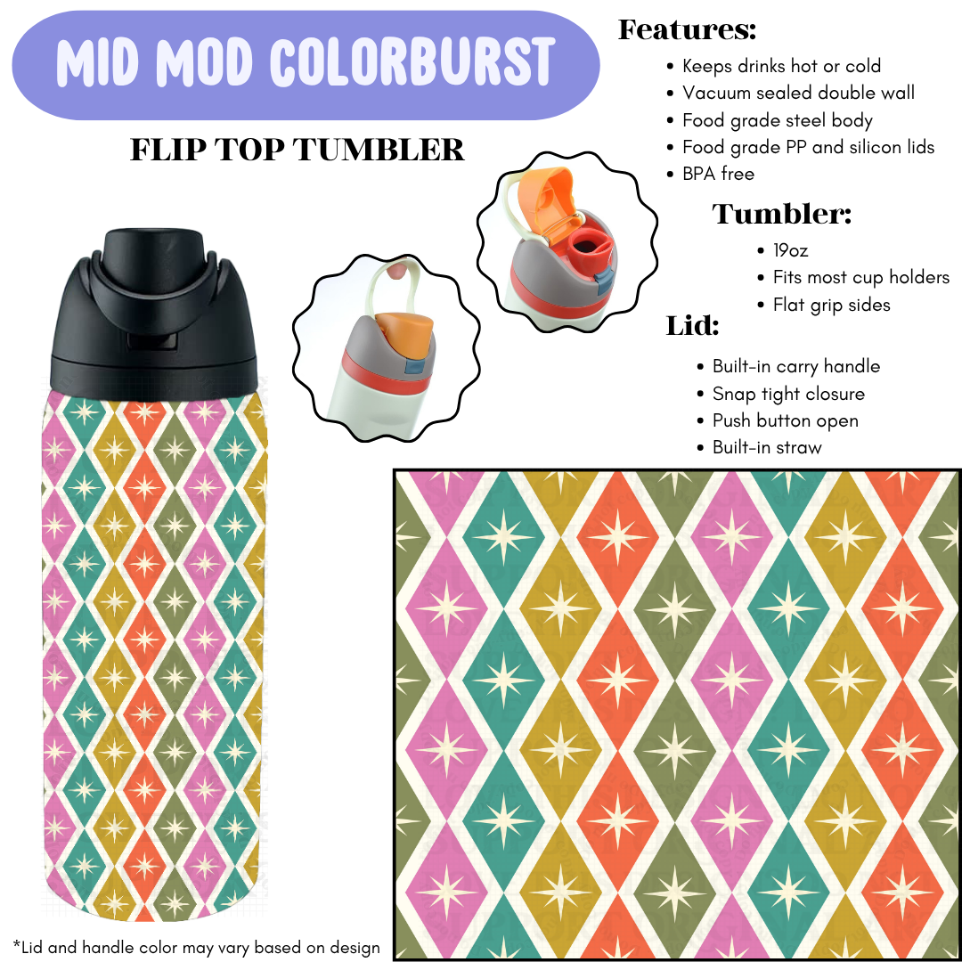 Preorder! Closes 12/11. ETA Feb. Mid Mod Colorburst Flip Top Tumbler