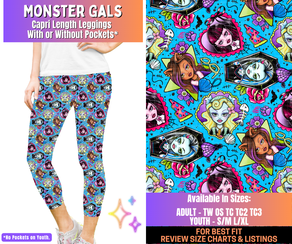Preorder! Closes 12/10. ETA March. Monster Gals Capri Length Leggings w/wo Pockets