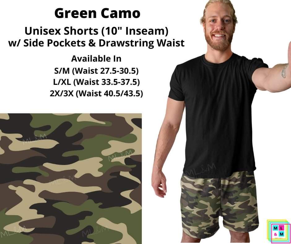 Green Camo Unisex Shorts - Alonna's Legging Land