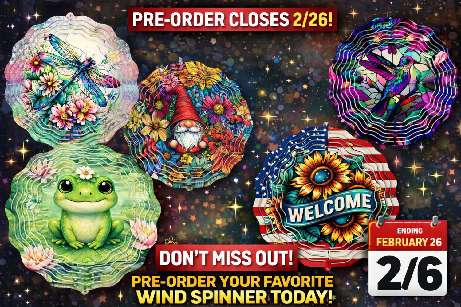 Custom Wind Spinner Preorder Due 2/26 - ETA April