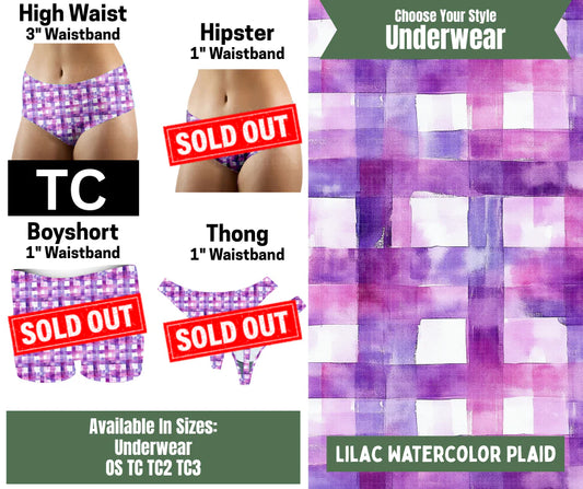 Lilac Watercolor Plaid High Waist Underwear