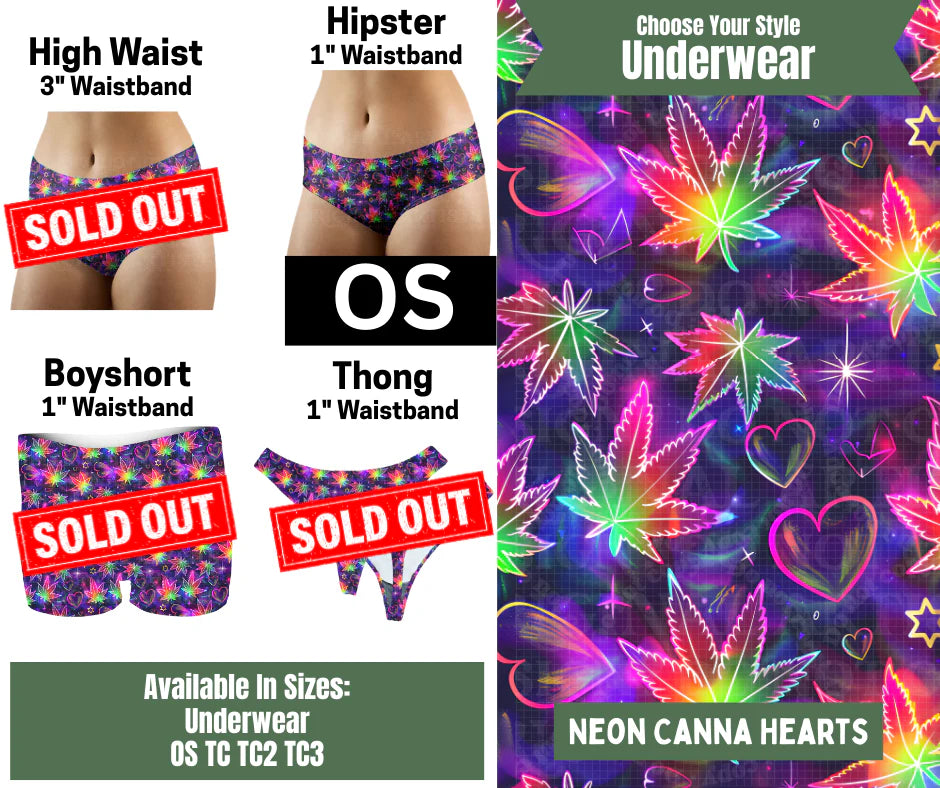 Neon Canna Hearts Hipster Underwear