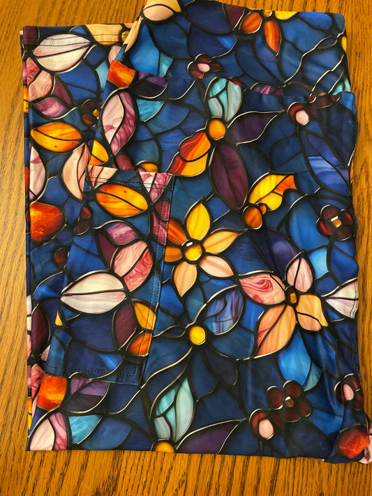 Stained Glass Floral TC Capri w/pocket  (14-20)