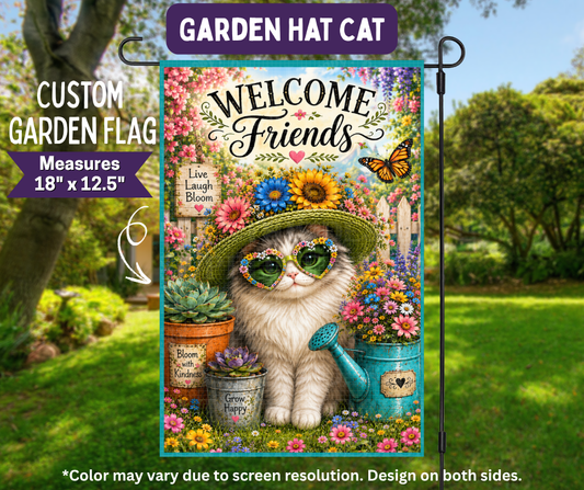 Preorder! Closes 11/9. ETA Feb. Garden Hat Cat Garden Flag