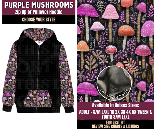 Preorder! Closes 11/11. ETA Feb. Purple Mushroom Zip-Up or Pullover Hoodie