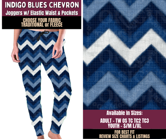 Preorder! Closes 11/11. ETA Feb. Indigo Blues Chevron Joggers Choose Fleece or Traditional