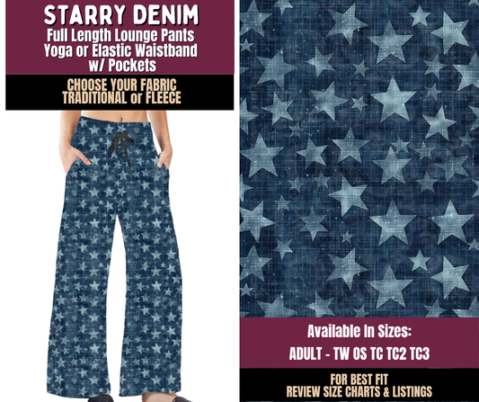 Preorder! Closes 11/11. ETA Feb. Starry Denim Lounge Pants Choose Fleece or Traditional