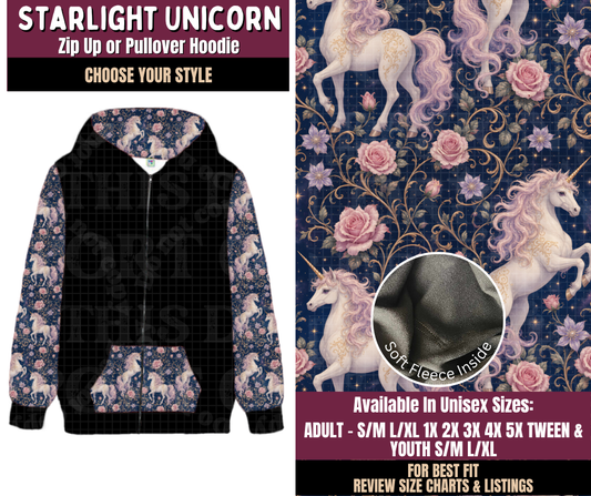 Preorder! Closes 11/11. ETA Feb. Starlight Unicorn Zip-Up or Pullover Hoodie