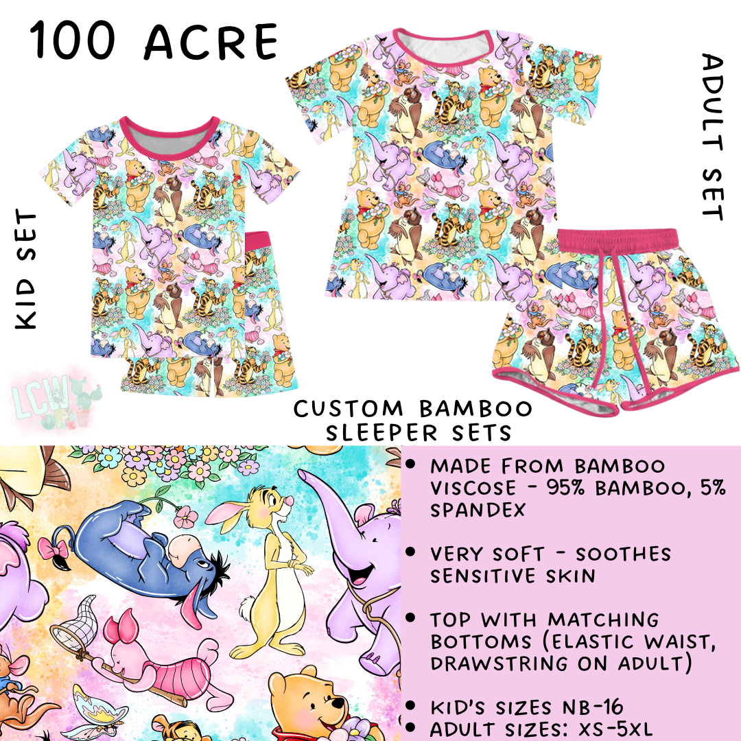 Ready To Ship - 100 Acre Adult Bamboo Short Sleeper Set - L