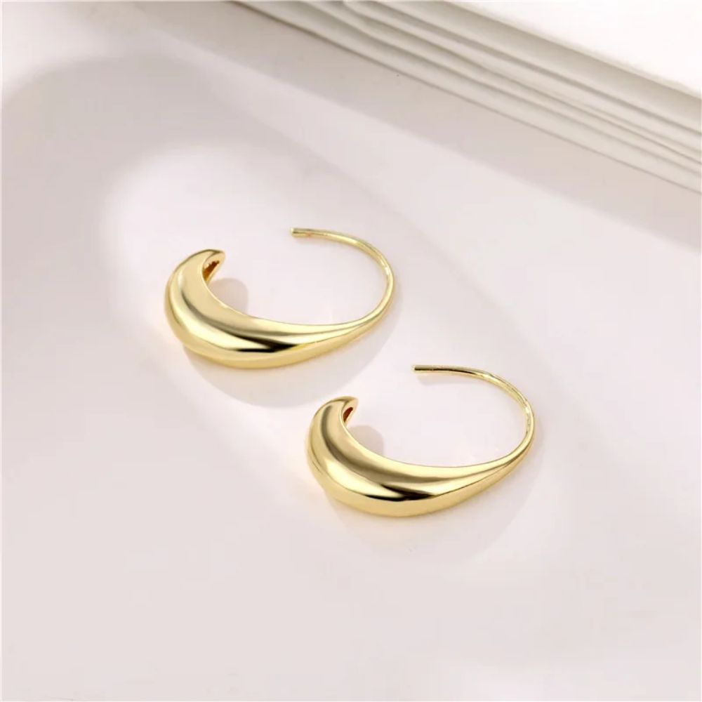 GOLD DROP HOOP EARRINGS (PAIR) - Alonna's Legging Land