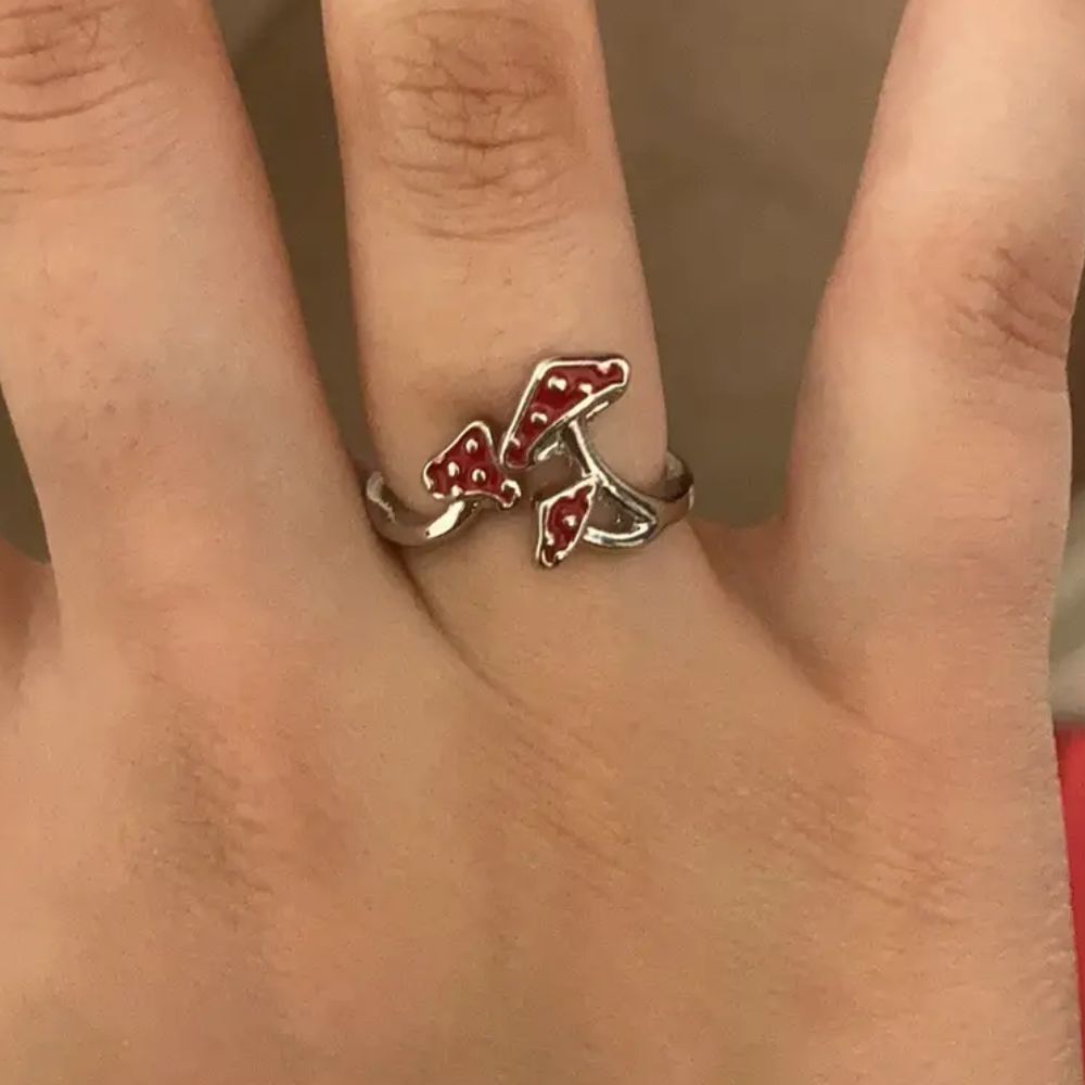 RED MUSHROOM RING (ADJUSTABLE) - Alonna's Legging Land