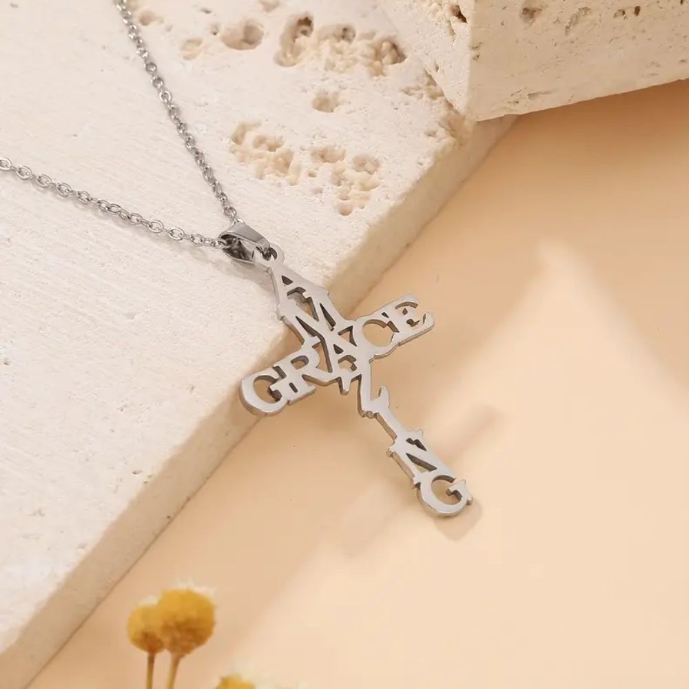 AMAZING GRACE CROSS NECKLACE - Alonna's Legging Land