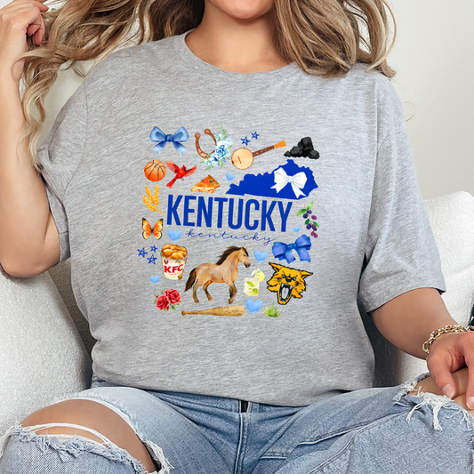 Wholesale Kentucky Icons Graphic Tee - Grey Tee