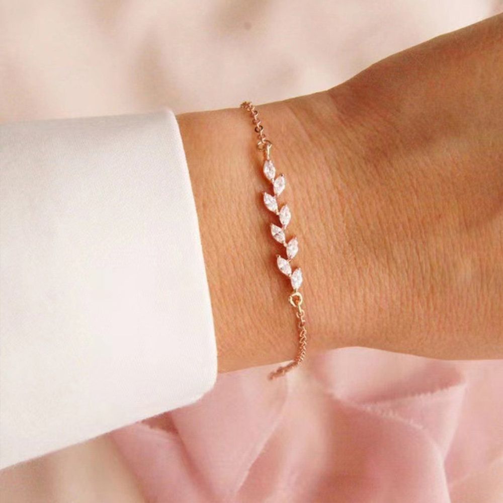 CRYSTAL LEAVES BRACELET (ADJUSTABLE) - Alonna's Legging Land
