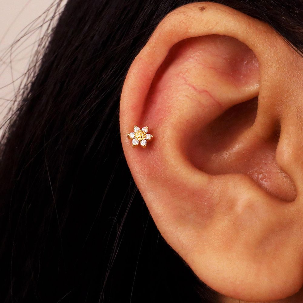 MINI SUNFLOWER CARTILAGE EARRINGS (PAIR) - Alonna's Legging Land