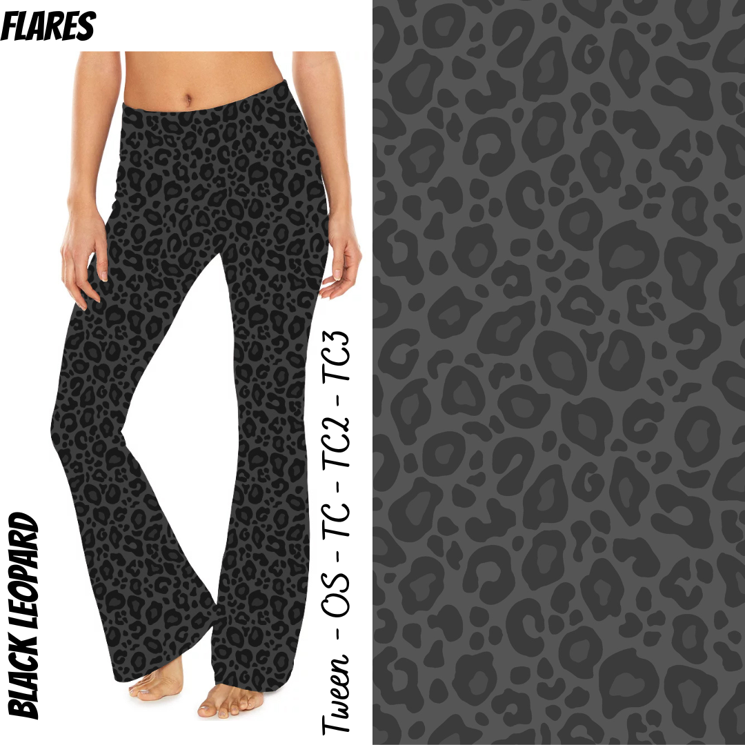 Black Leopard - Yoga Flares with Pockets