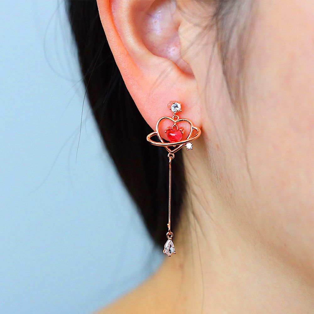 RED HEART THREADER EARRINGS (PAIR) - Alonna's Legging Land