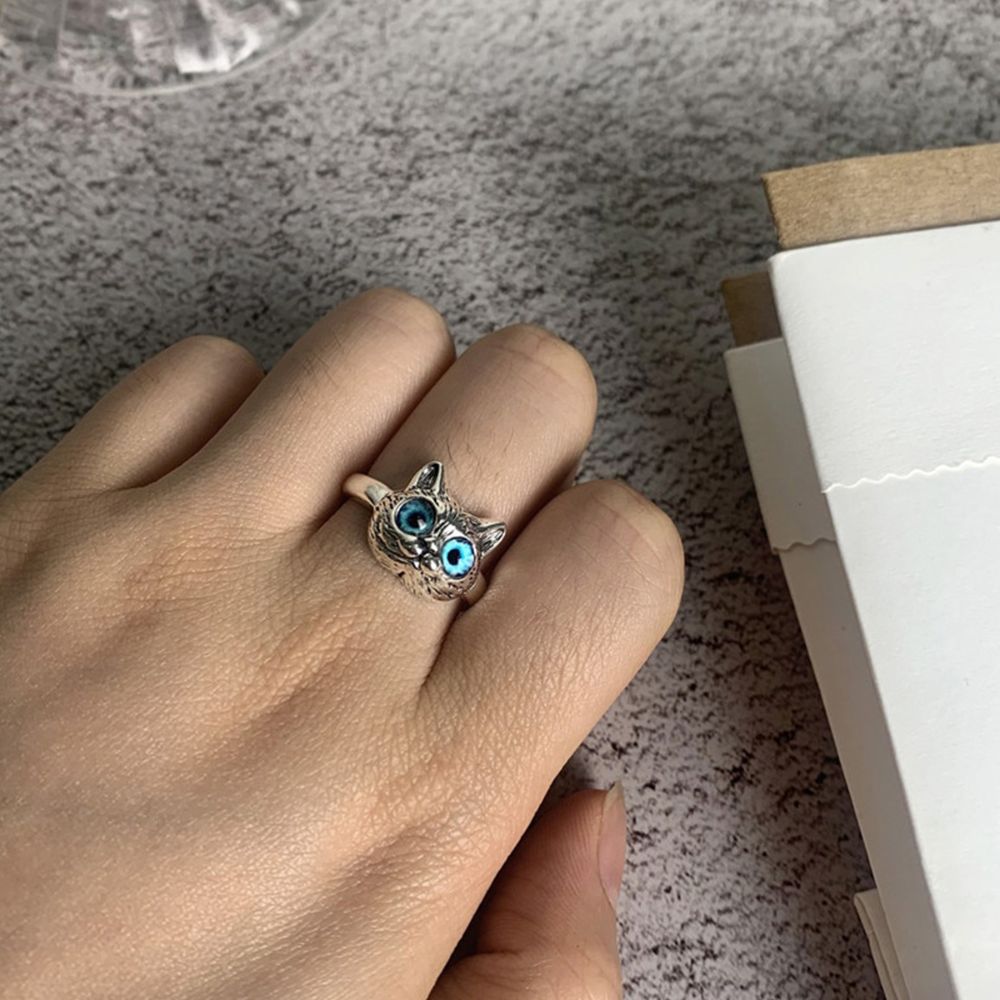 BLUE EYE CAT RING (ADJUSTABLE) - Alonna's Legging Land