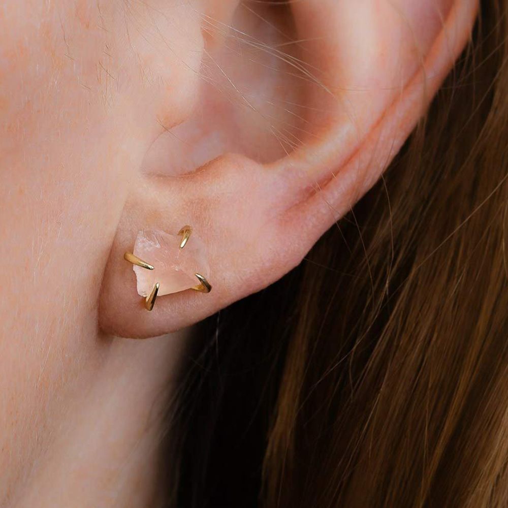 CLAW GEMSTONE EARRINGS (PAIR)