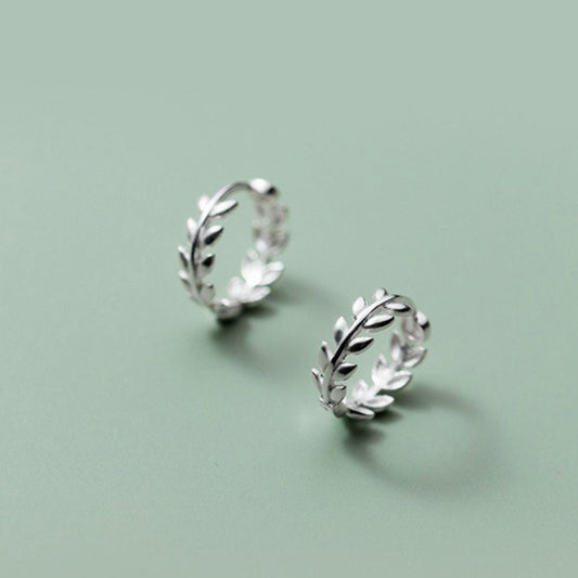 TINY OLIVE LEAVES HOOP EARRINGS (PAIR) - Alonna's Legging Land