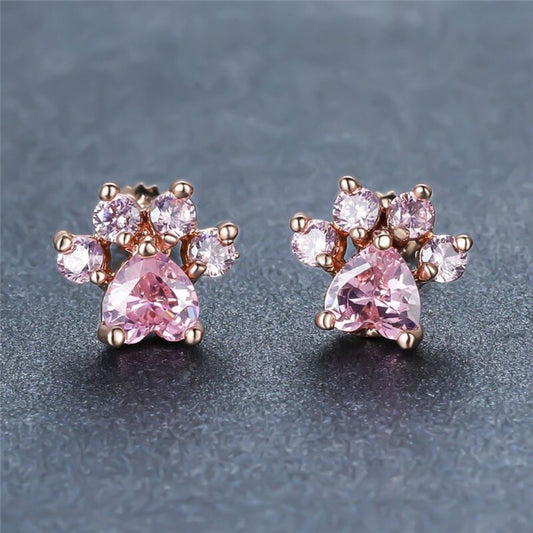 CRYSTAL CAT PAW EARRINGS (PAIR) - Alonna's Legging Land