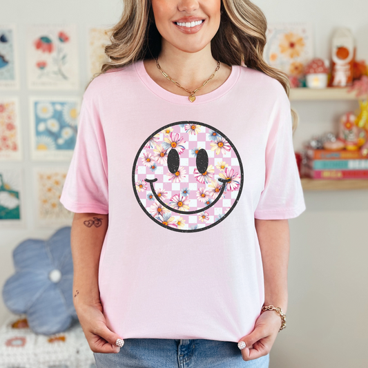 Checker Floral Happy Face