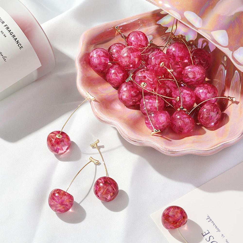 PINK CHERRY EARRINGS (PAIR) - Alonna's Legging Land