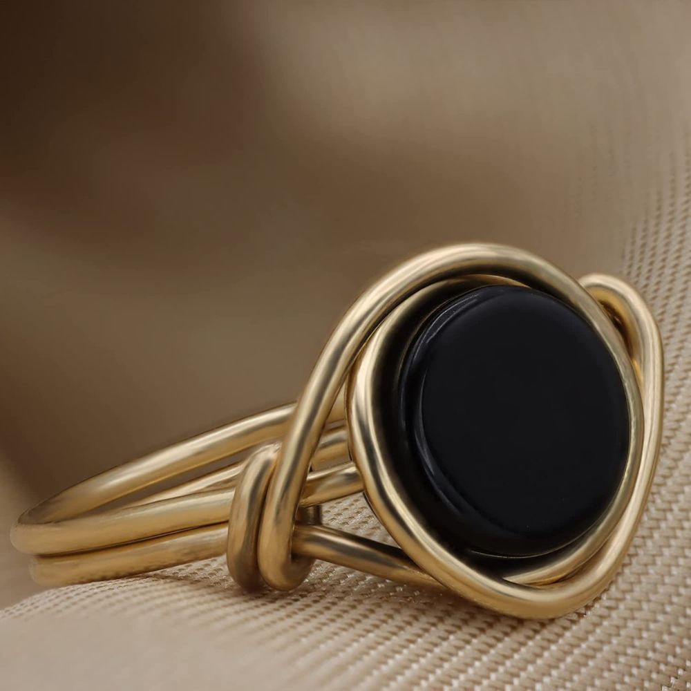 BLACK ONYX KNOT RING - Alonna's Legging Land