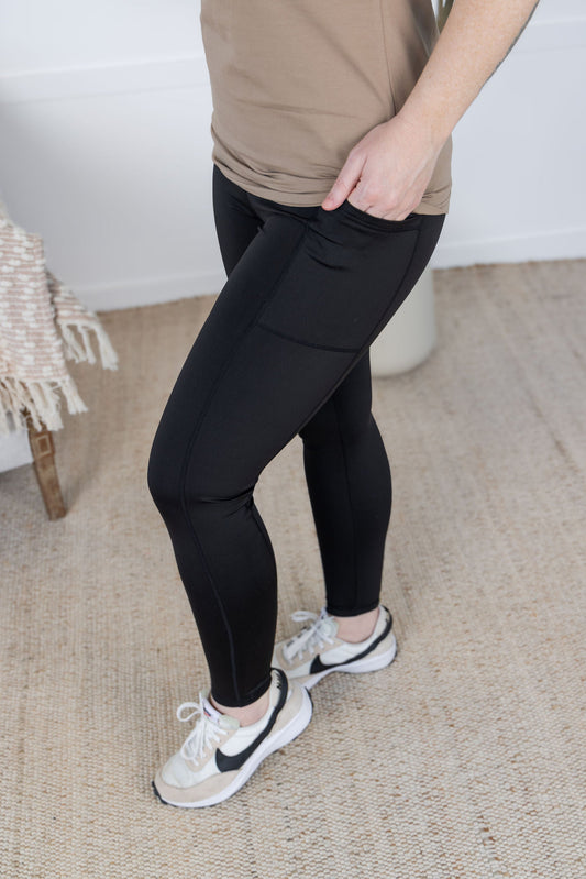IN STOCK Athleisure Leggings - Black - Alonna's Legging Land