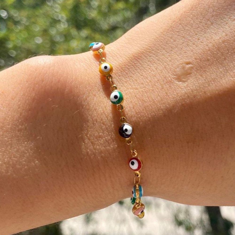 MULTICOLOR EVIL EYE BRACELET (ADJUSTABLE)