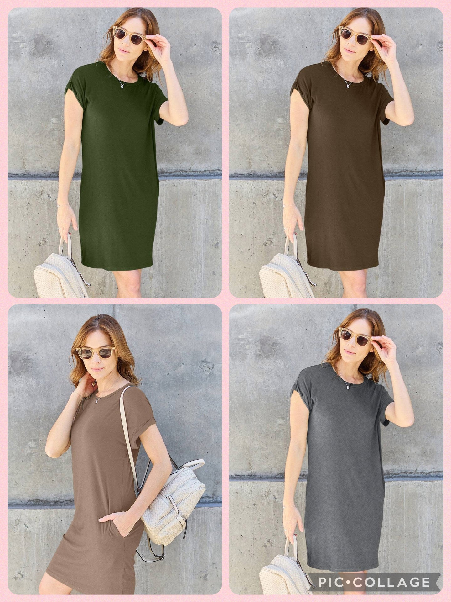 Basic Bae Full Size Round Neck Short Sleeve Dress with Pockets