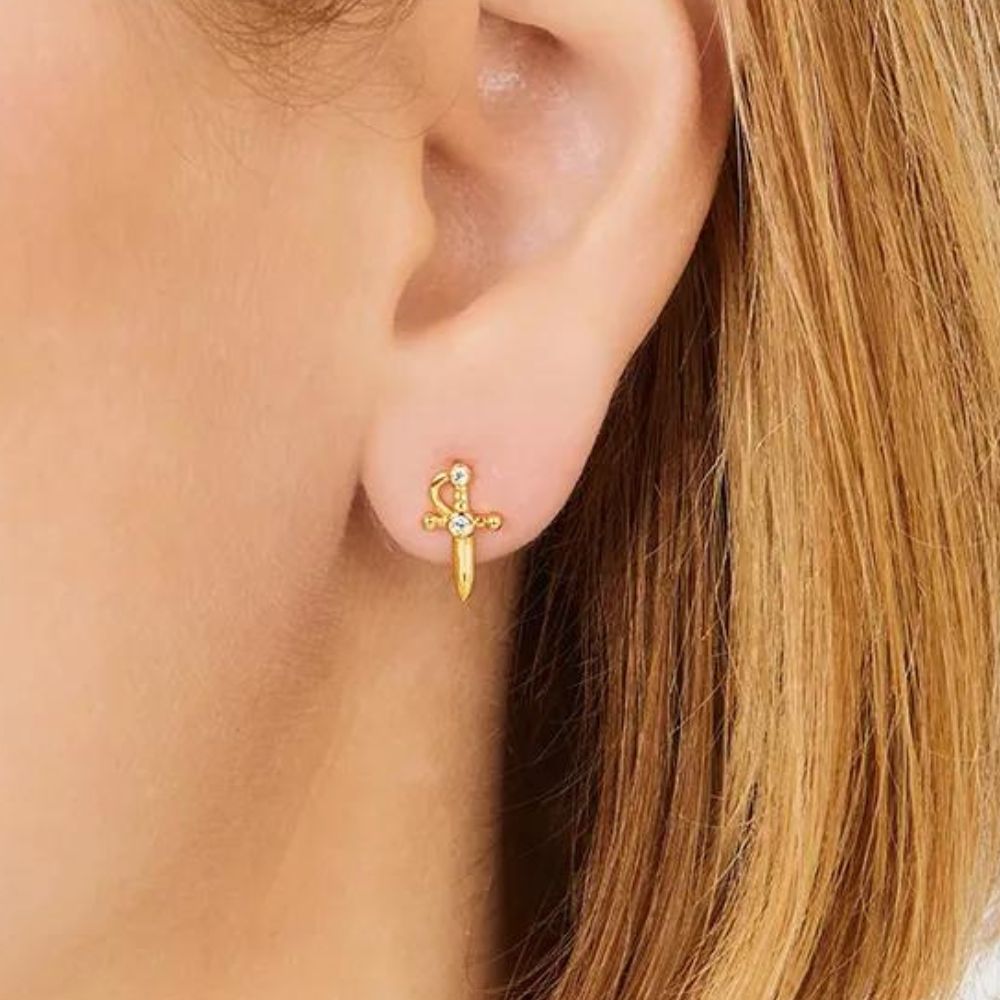 DAGGER CROSS EARRINGS (PAIR) - Alonna's Legging Land