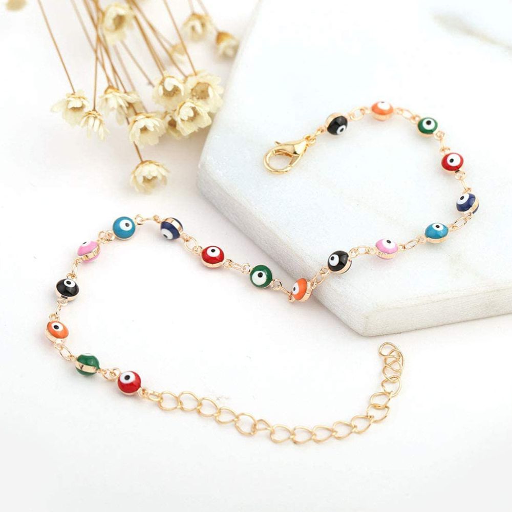 MULTICOLOR EVIL EYE BRACELET (ADJUSTABLE)